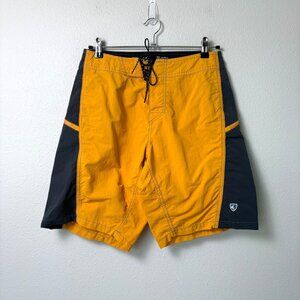 Kuhl Board Swim Shorts Mens Size 30 Gray Orange Nylon Stretch Cargo Pockets